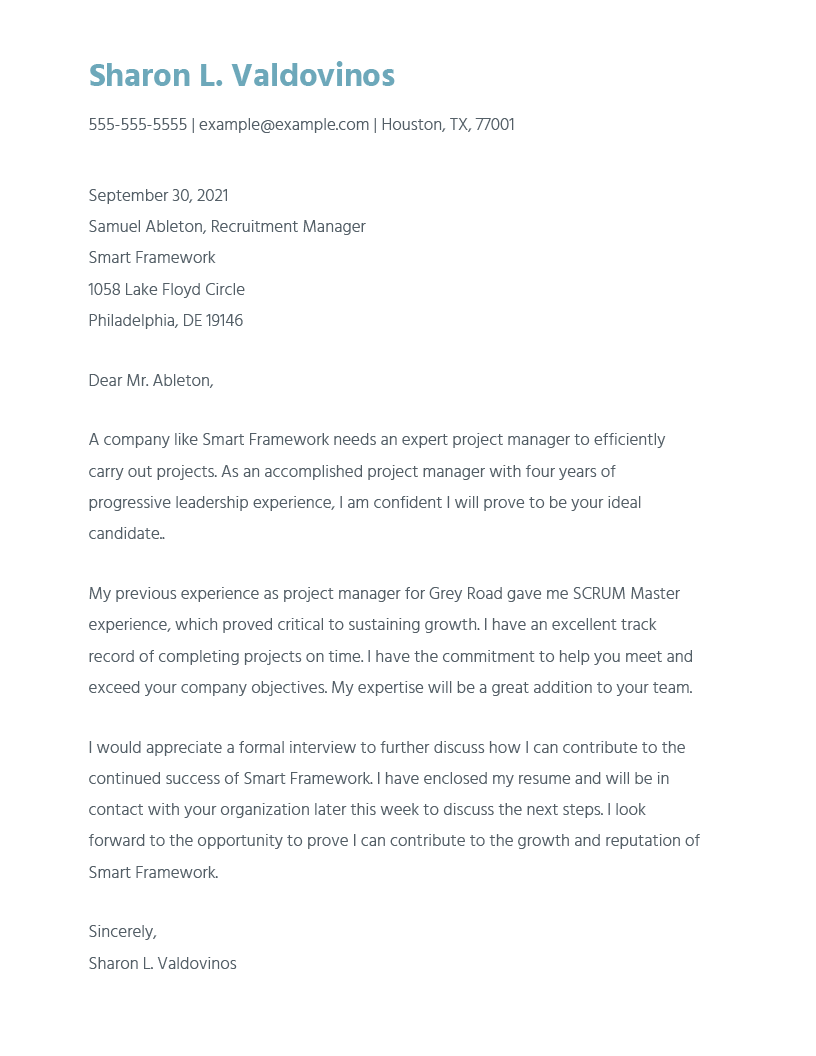 Project Manager Cover Letter: Example and Tips