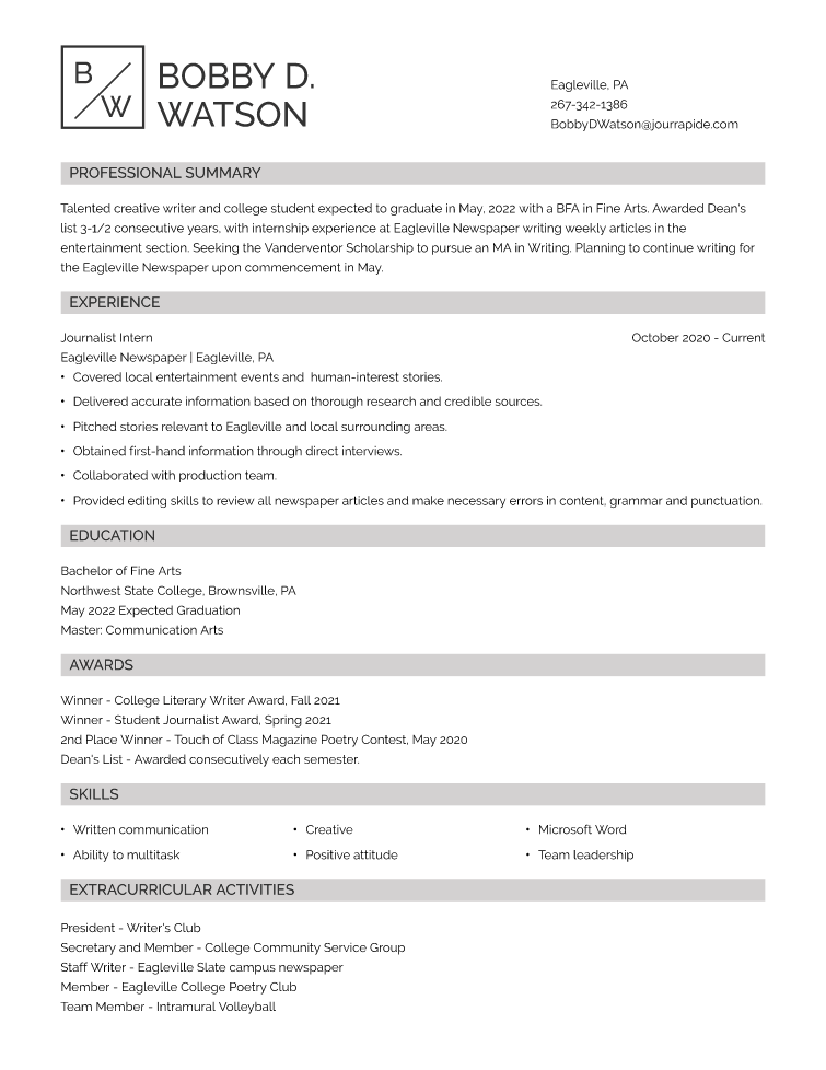Resume Template For Scholarship